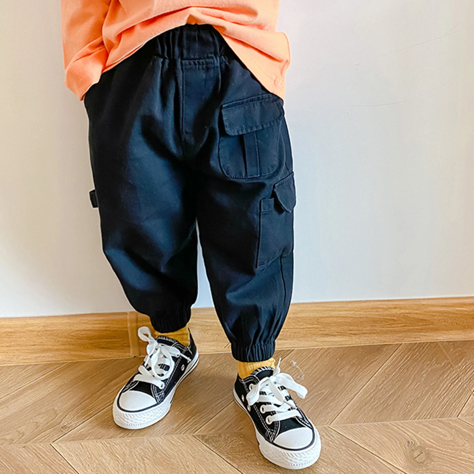 Baby Boys Pants Casual Stylish Clothing Elastic Waistband Solid Color Multiple Pockets Cargo Trousers Autumn pants baby costumes