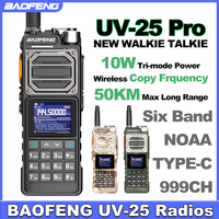 BAOFENG UV-25 Pro Walkie Talkie 10W Tri-mode Six Band Type-C Wireless Copy Frequency 50KM Long Range Communication Radios UV25