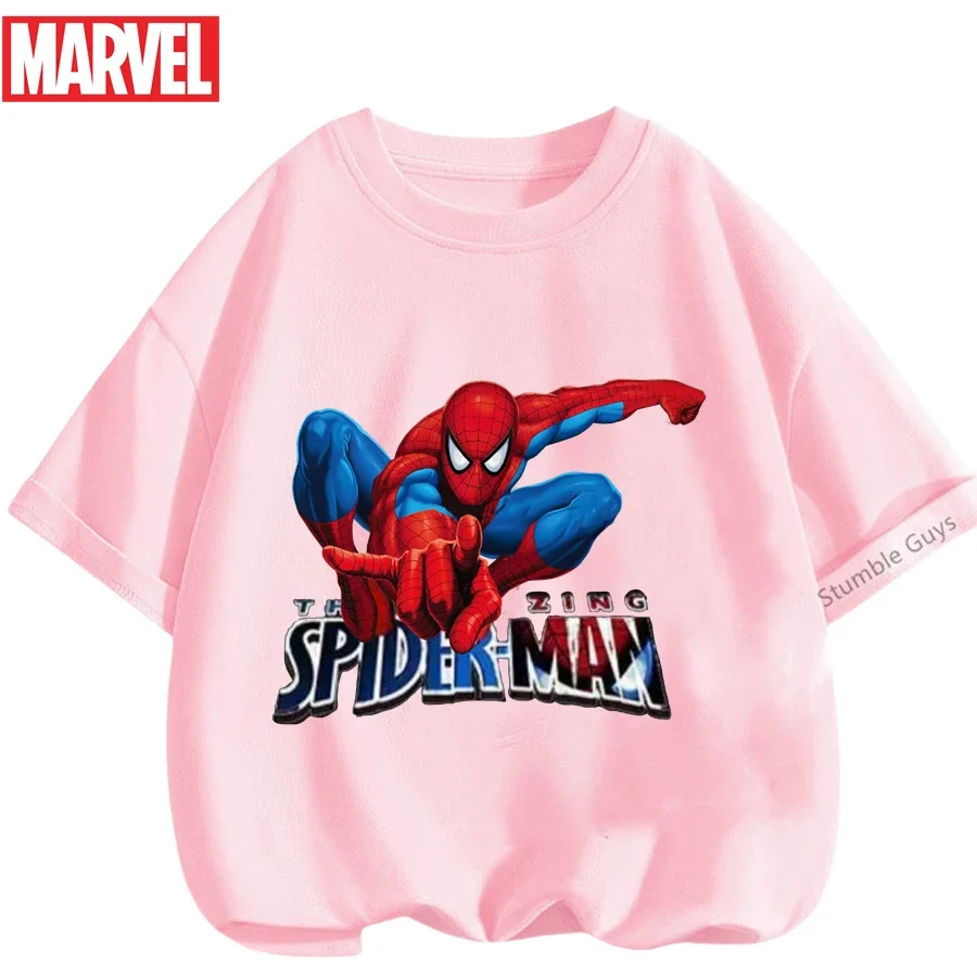 

Одежда с изображением Человека-паука для мальчиков, футболка с изображением Человека-паука для девочек, летние детские футболки с короткими рукавами для детей от 3 до 14 лет