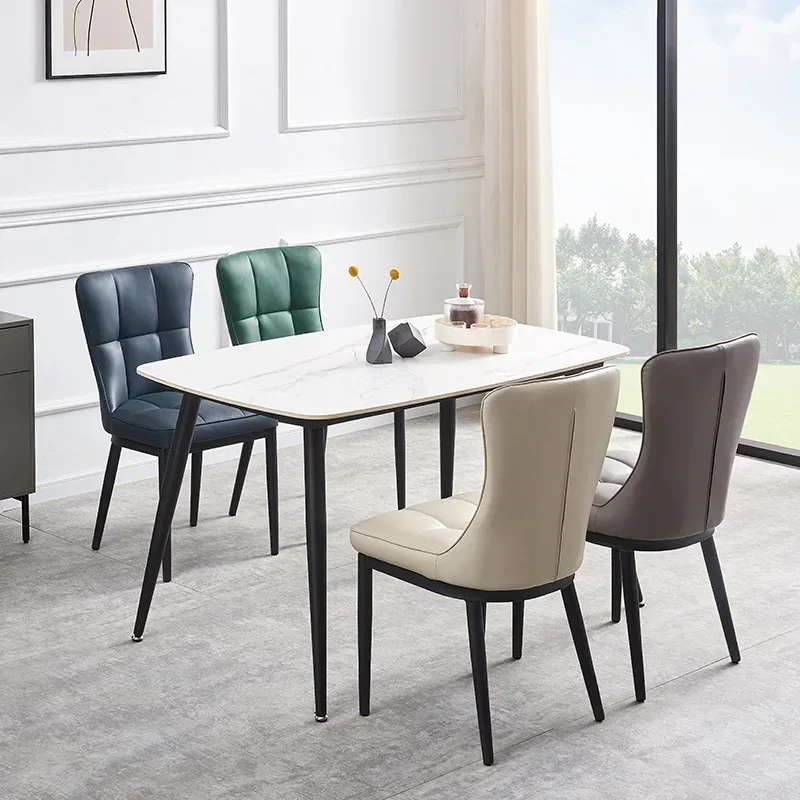 

Nordic luxury dining chairs cafes restaurants minimalist modern backrests soft upholstered chairs iron hotel chairs