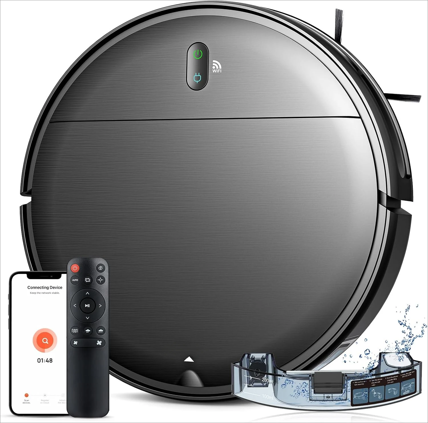 Robot Vacuum and Mop Combo, WiFi/App,Robotic Vacuum Cleaner with Schedule,2 in 1 Mopping Robot Vacuum with Watertank and Dustbin