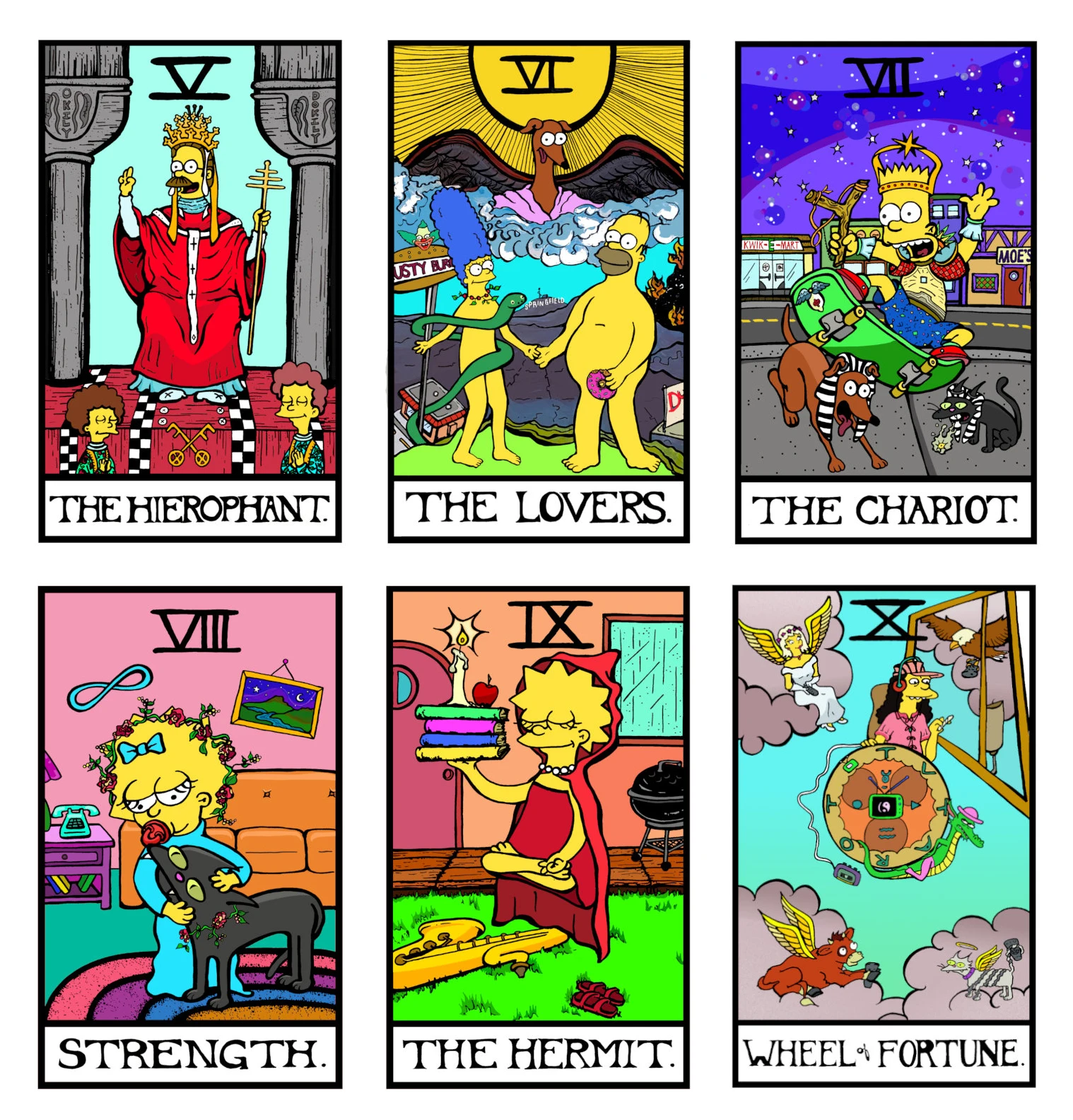 Póster de Tarot de Los Simpsons de Disney, arte de pared Pop, pintura en lienzo, impresiones de figura de Los Simpsons, impresión artística de pared, decoración del hogar para habitación de niños y dormitorio