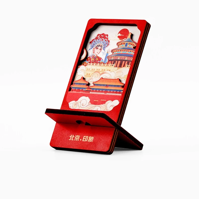 

Wooden Mobile Phone Holder City Impression Wood Carving Mobile Phone Holder Travel Souvenir Creative Desktop Decoration