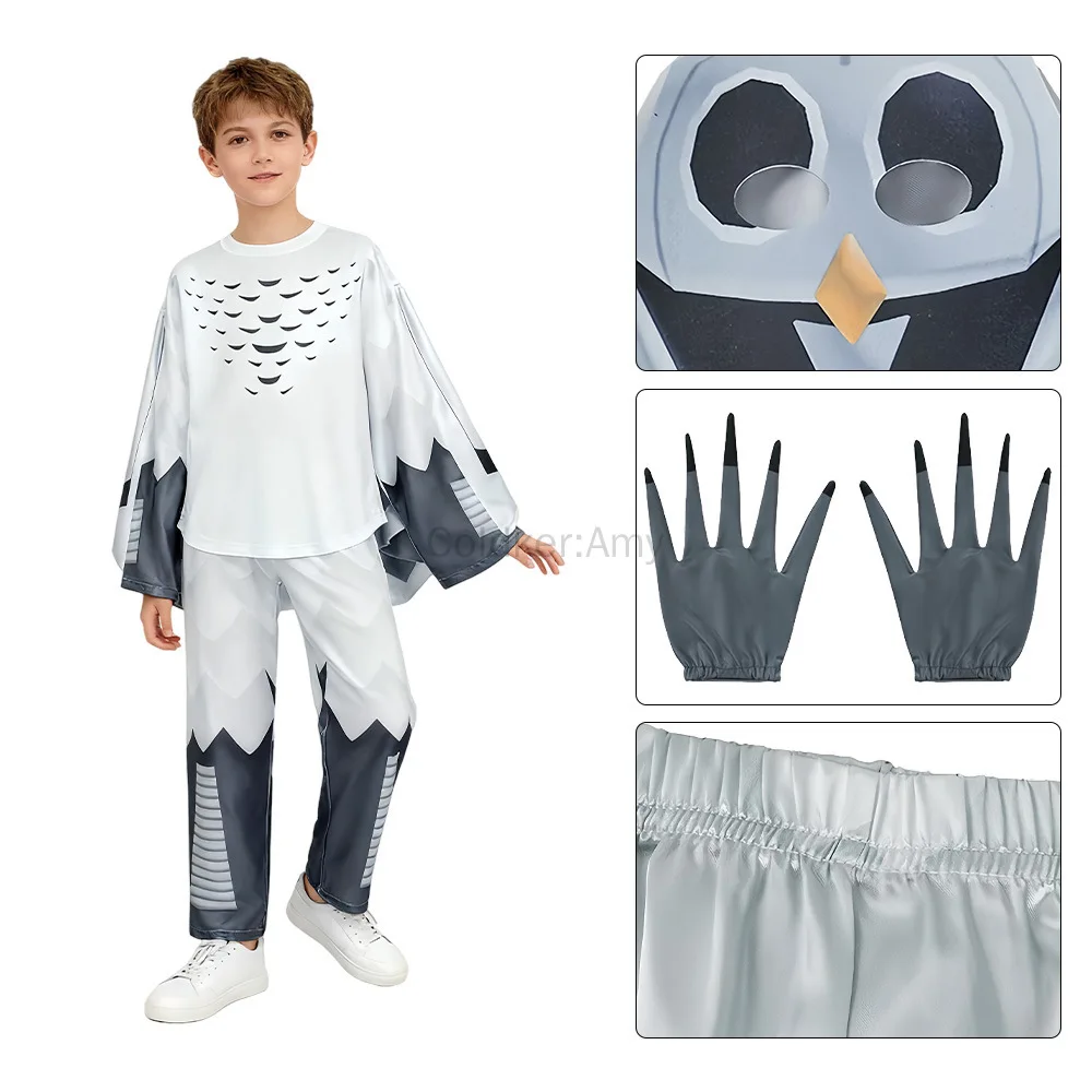 Disfraz de Halloween para niños, conjunto de disfraz de búho para niños, traje de Cosplay de animales de búho nocturno, traje de Carnaval para niños y adultos con máscara de capa para mujeres
