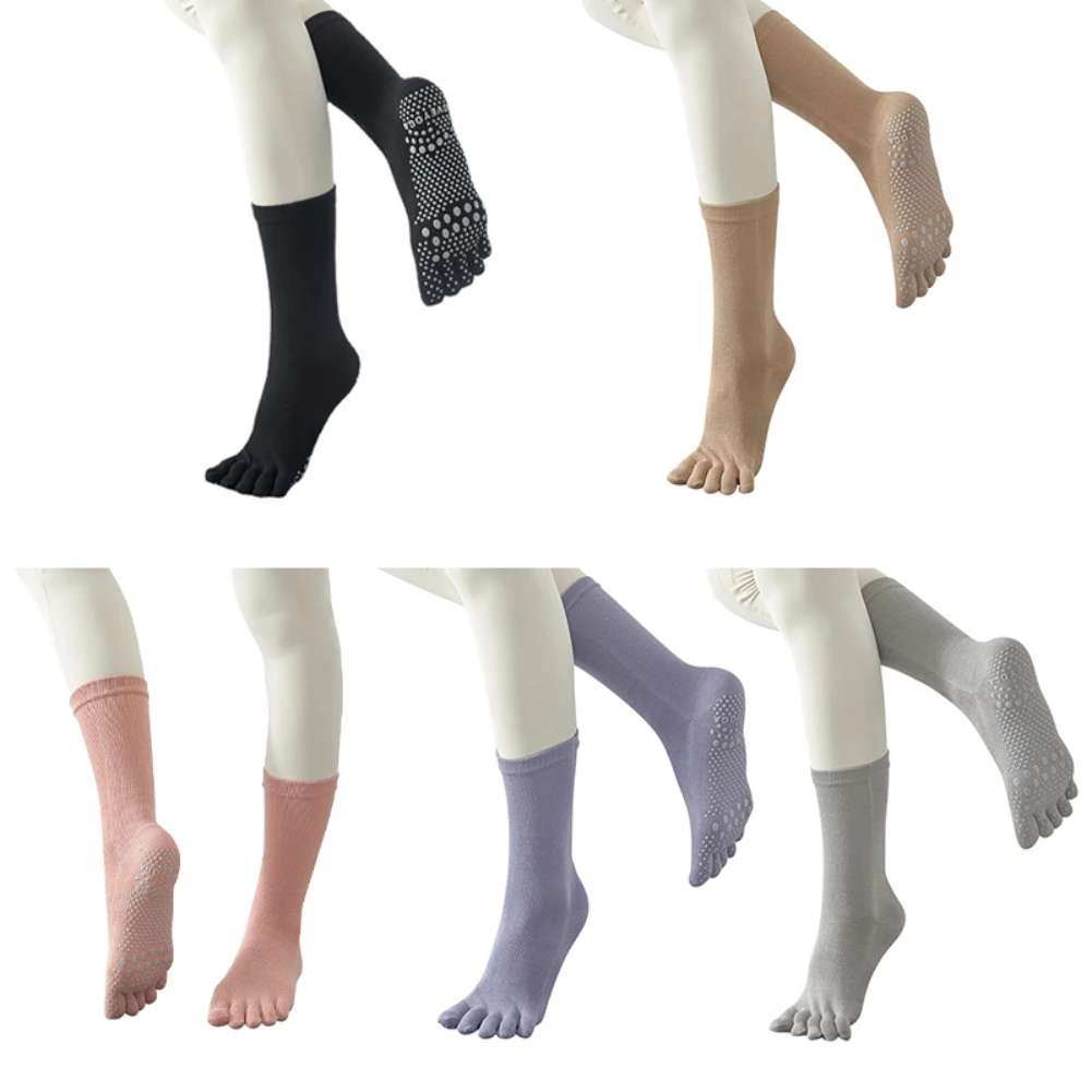 

Yoga Socks Medium Stockings Grippy Socks for Women Multiple Colors Dance Training Socks Non Slip Five Fingered Socks