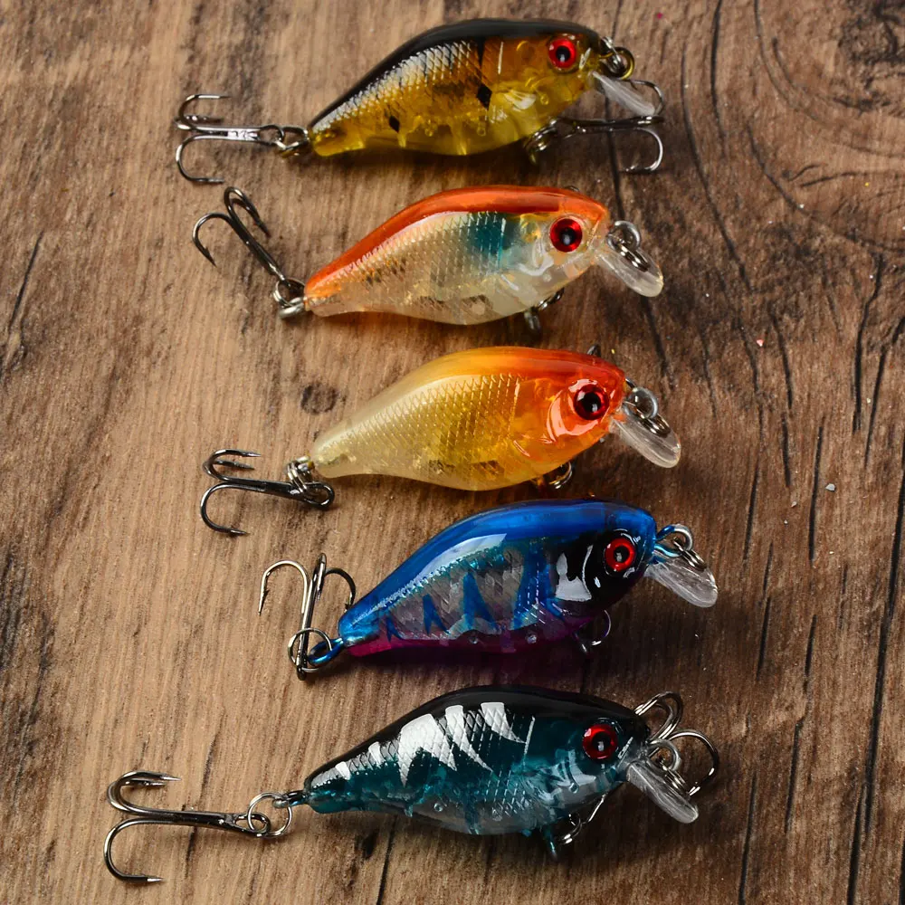 5 uds Crankbaits flotantes cebo señuelo de pesca Wobbler manivela Jerkbait Bass Swimbait anzuelos triples nadar duros