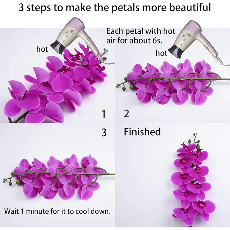 9 cabeça borboleta orquídea artificial phalaenopsis flores 38 "bige látex orquídea buquê diy para festa de casamento decoração de casa