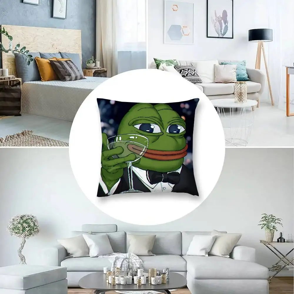 مضحك P-Pepe الضفدع حزين كيس وسادة رمي غطاء وسادة الشمال خمر نمط وسادة تغطي غرفة المعيشة المنزلي أريكة الأريكة مقعد ديكور