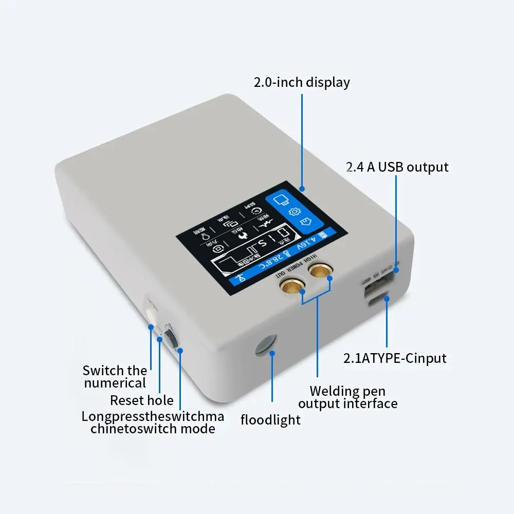 Portable 80 Gear Spot Welder 2.0 Inch High Definition Color Screen LED Lighting 18650 Lithium Battery DIY