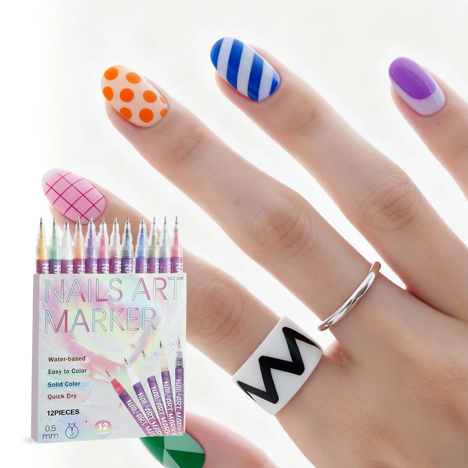 

12Pcs/Set Colourful Waterproof Nail Art Graffiti Pen DIY 3D Nail Art Drawing Pen Abstract Line Manicure Tool Painting Liner