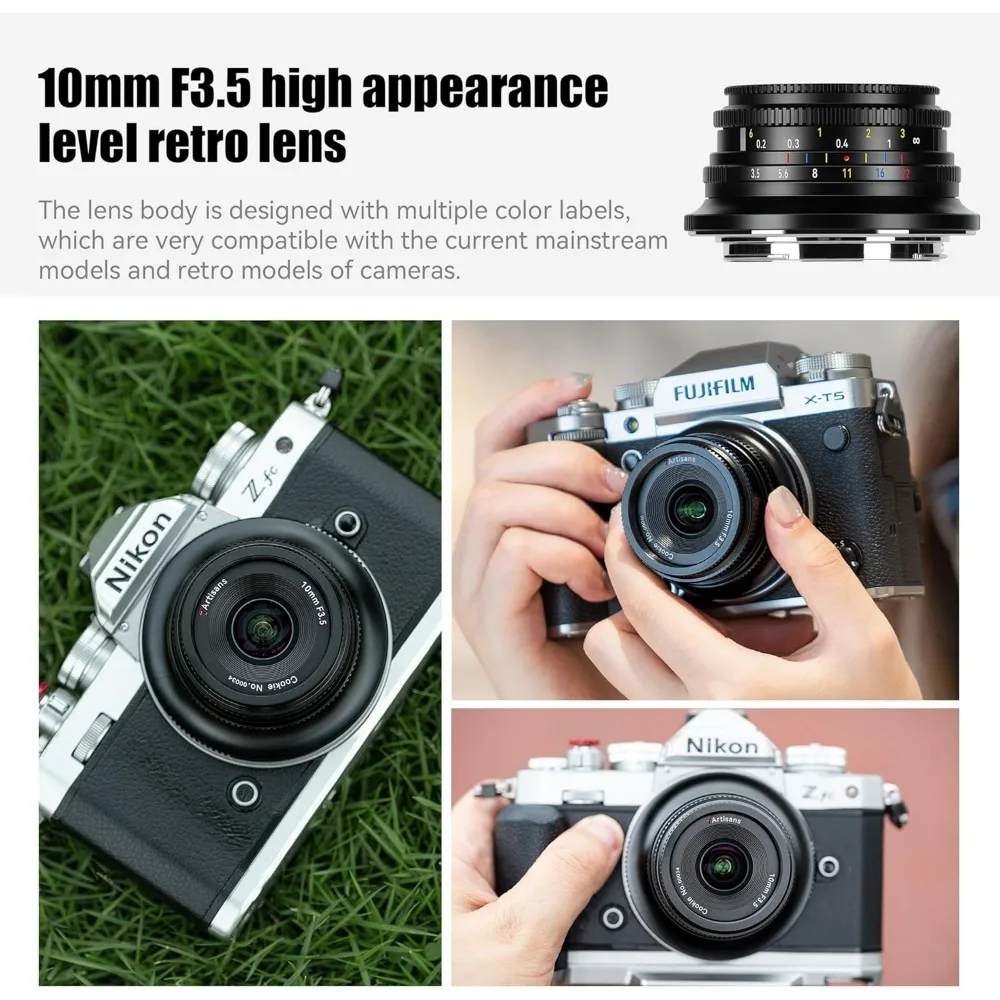 7artisans 10 mm F3,5 APS-C 108 °   Obiektyw szerokokątny o stałej ogniskowej z ręcznym ustawianiem ostrości do Sony E, Fujifilm XF, Nikon Z, Micro M4/3 — zdjęcie produktu 6