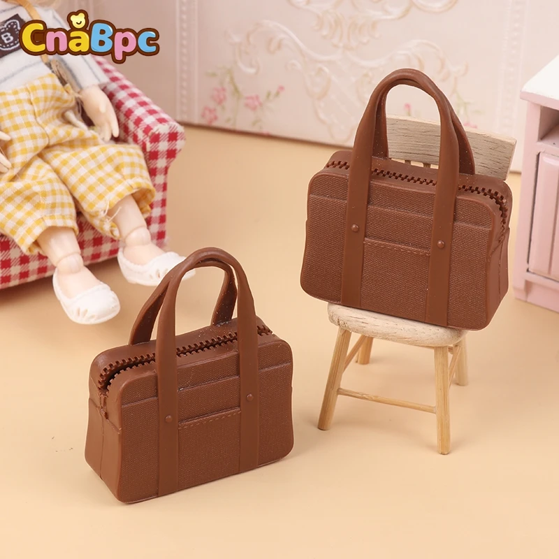 Dollhouse Miniature Handbag Schoolbag Briefcase DIY Doll Dress Up Accessories Dollhouse Scene Decor For Kids Pretend Play Toys