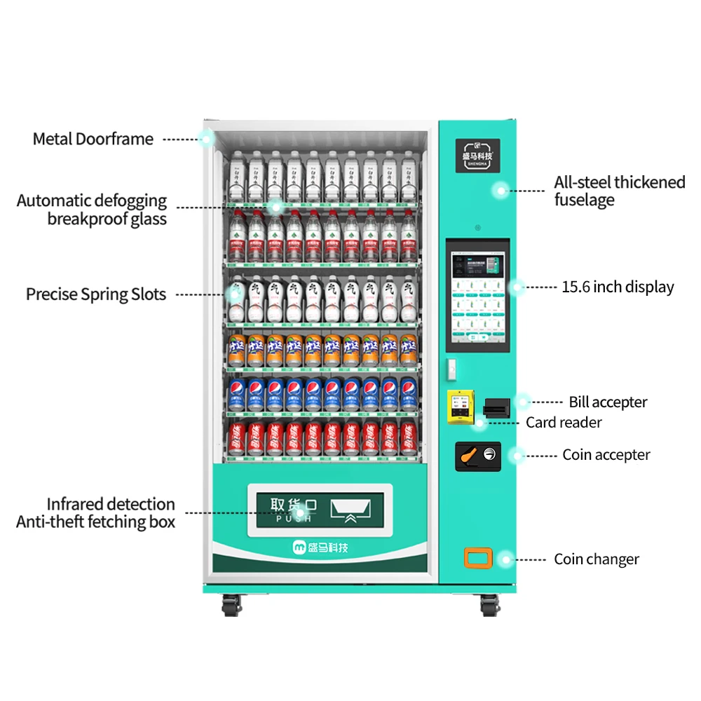 Single Small Cold Beverage Vending Machine Automatic Vending Machine for Snacks and Drinks Support QR Cash Credit Card Payment