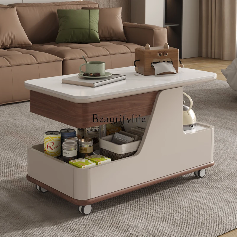 

Medieval style coffee table living room household lifting folding movable cart