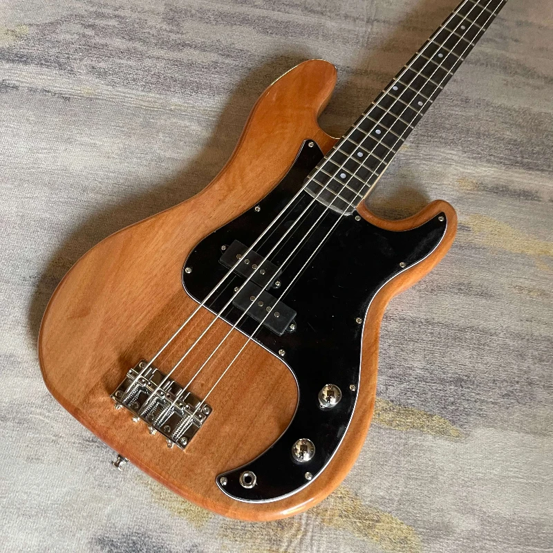 Clear Natural Solid Wood PB Bass Guitar Two Split Humbucker Pickups Classic Precision Shape For Jazz Funk Band Performance