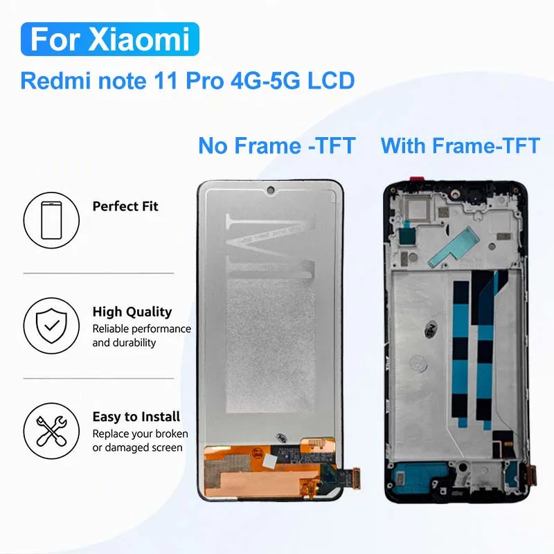 New TFT Display For Xiaomi Redmi Note 11 Pro 4G LCD 3D Touch Screen Digitizer For Redmi Note 11 Pro 5G Display Replacement Parts