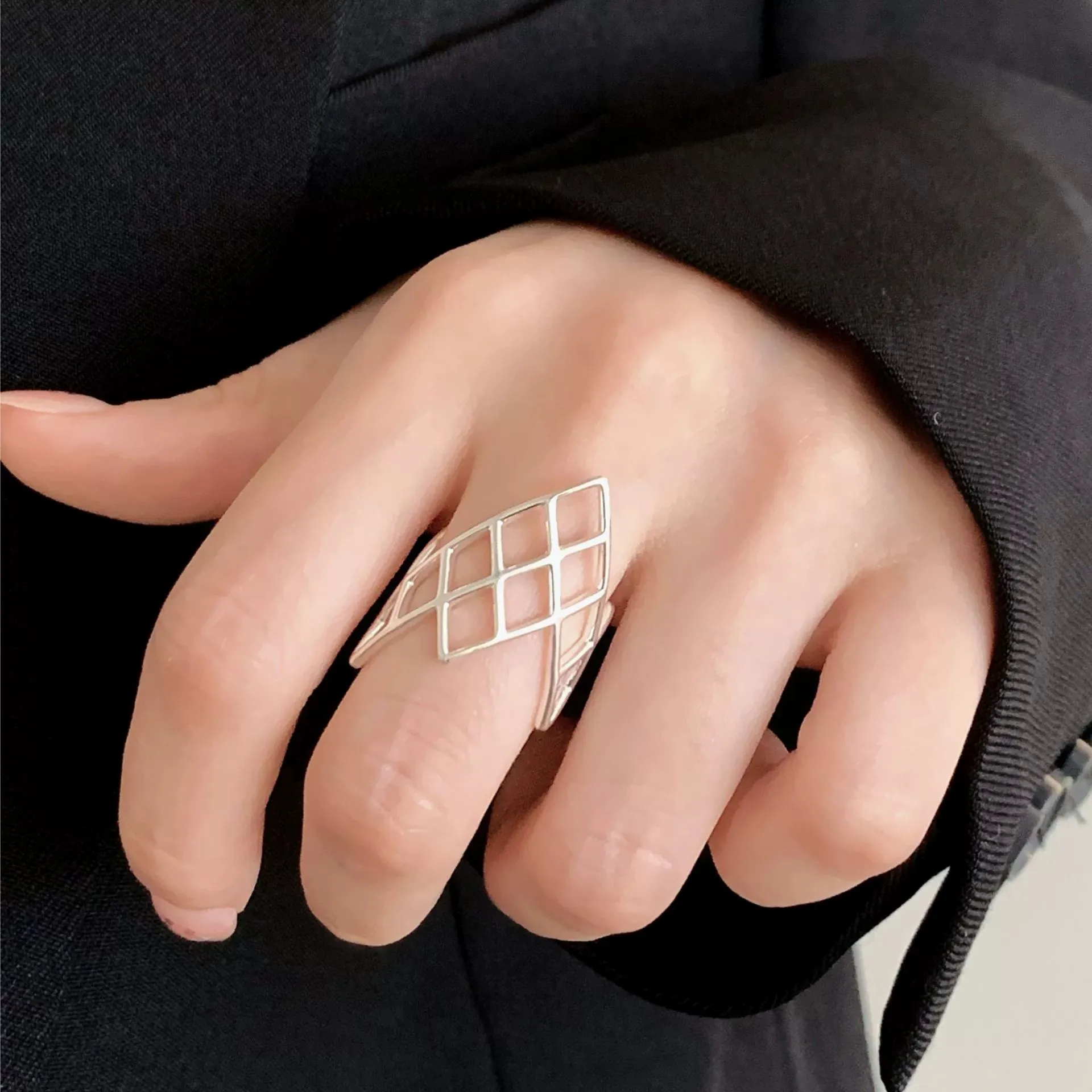 VENTFILLE 925 Sterling Silver Bold Geometric Ring For Women Simple Temperament Bohemia Party Gift Jewelry New Trendy Wholesale