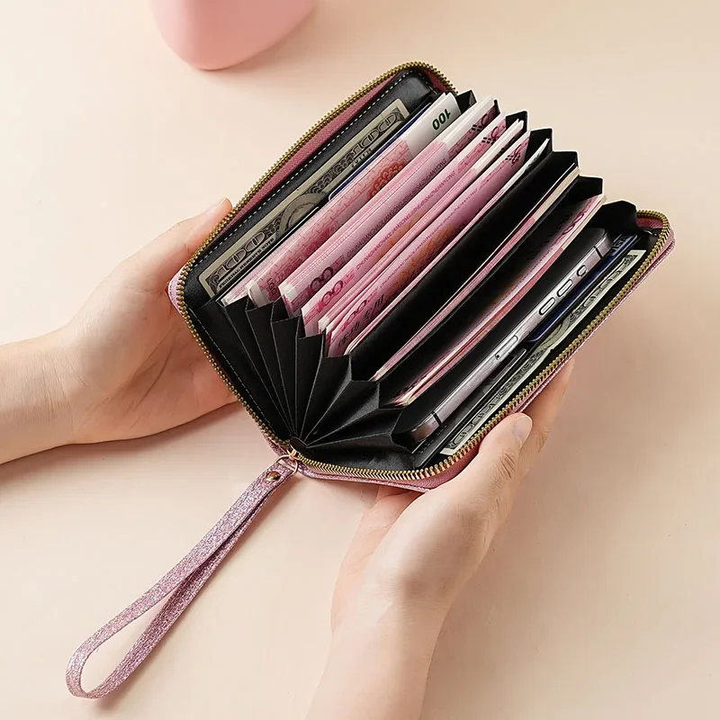 Fashionable Simple Clutch women's Long Hasp Wallet Lightweight Portable ID Card Credit Card Holder Bifold Zipper Wallet