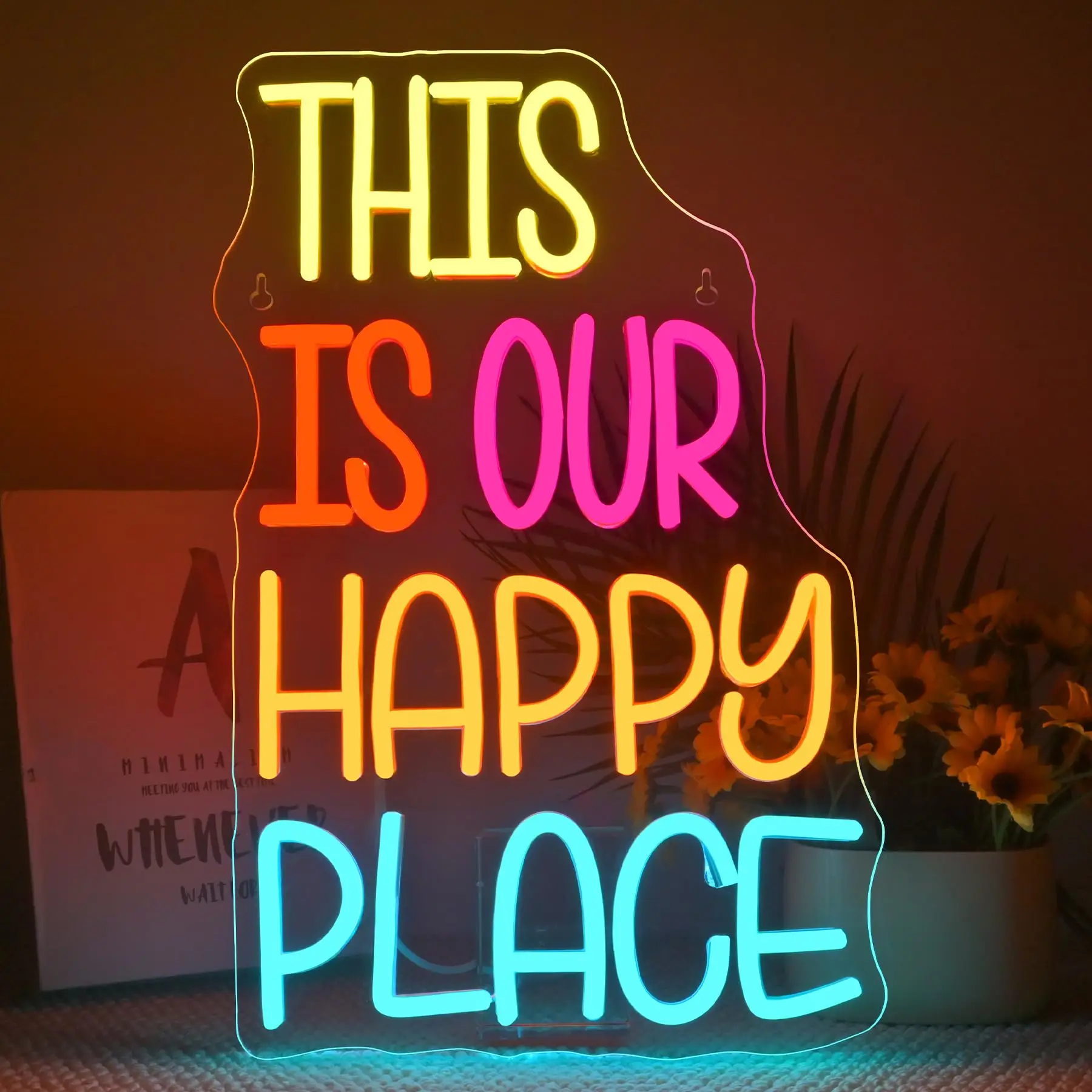 

Это наша неоновая вывеска Happy Place для декора стен Веселые светодиодные вывески в тренажерном зале, классе, спальне, детской игровой площадке, баре