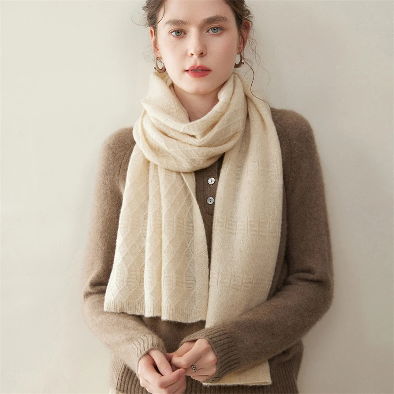 

KOIJINSKY New 100%Cashmere 170*35 Women in spring, autumn and winter, soft warm needle knitted scarf