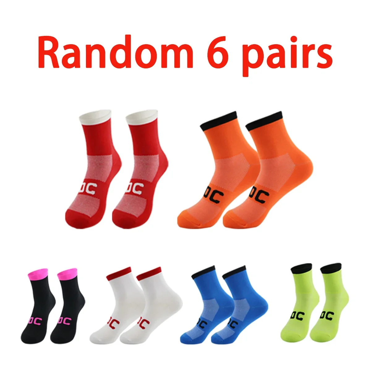 

Randomly selected 6 pairs of breathable professional men's cycling socks and women's sports running basketball compression socks