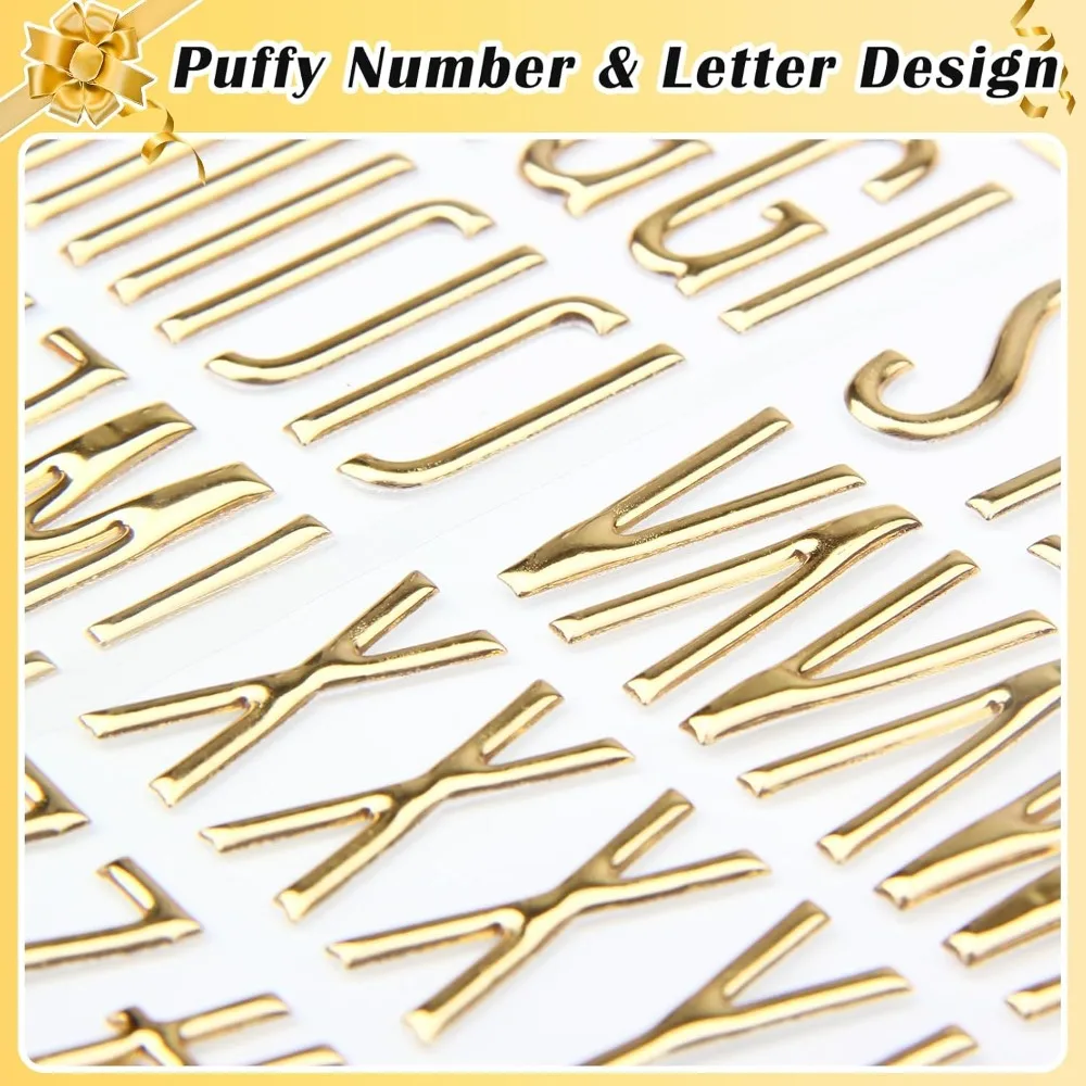 3 أوراق ثلاثية الأبعاد الذهب منتفخ أرقام الحروف ملصقات 1 بوصة الذهبي رغوة الأبجدية ملصقات الحروف DIY بها بنفسك هدية سكرابوكينغ كوب ديكور #3