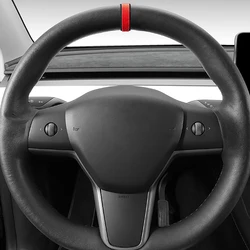 Steering Wheel Center Decorative Sticker Car Steering Wheel Top Marker Center Line Red Marking Super Suede Decoration Accessory