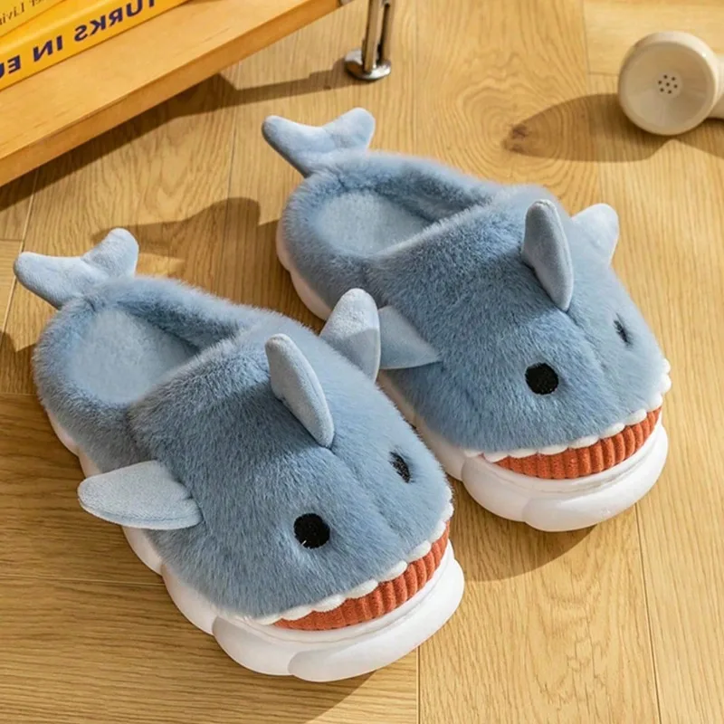 Zapatillas mullidas informales para hombre, zapatos planos para el hogar, bonitos zapatos de diseñador de dibujos animados, zapatillas de plataforma de invierno a la moda para parejas, calzado cálido para casa