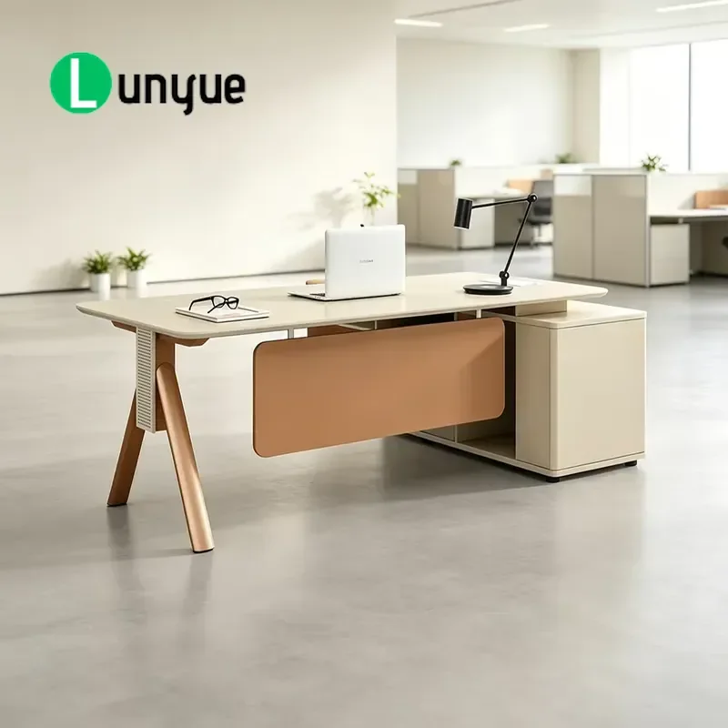Italian Classical Modular L Shaped Executive Office Desk Adjustable CEO Manager Table with Drawers Modern Furniture