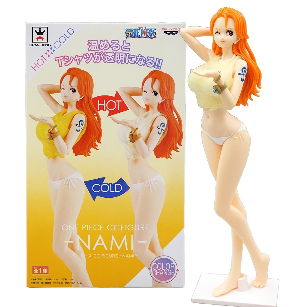 20cm anime uma peça nami figura maiô ver temperatura controlada mudança de cor suporte modelo brinquedo boneca aciton figura pvc