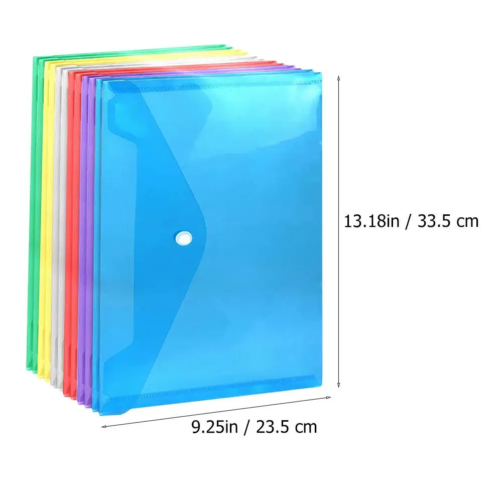 12 Pcs File Holder Pouch Colored Envelopes Document Storage Bag Pp Plastic Office Handbag Organizer