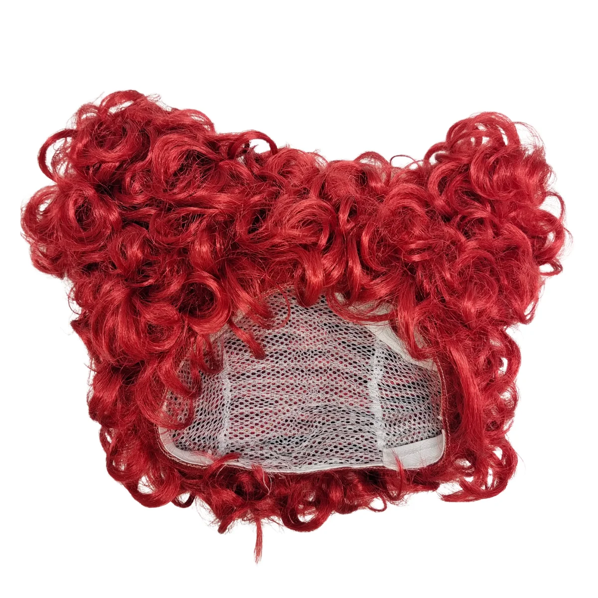 Red Queen Inspired Red Curly Double Bun Wig, Synthetic Hairpiece for Alice in Wonderland Cosplay, Halloween and Costume Parties image 6