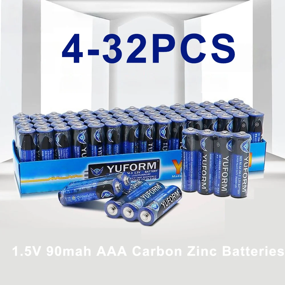 4-32PCS1.5V AA Zinc Carbon Batteries Long-Lasting for Clocks, Remote Controls, Toys, Flashlights, Home Office Essentials, LR6 R6