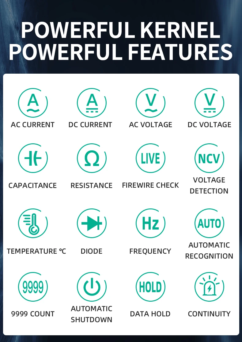 MASTFUYI-FY375電気技師のツール、専門的なテスト、DC AC電源電圧、非接触測定器、-20丨c-1000丨c