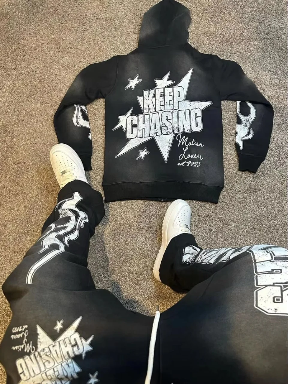 

Мужская спортивная одежда, костюм-двойка, очень большая толстовка с капюшоном, дэт, повседневная удобная застежка-молния с длинными рукавами, полиэфирное волокно