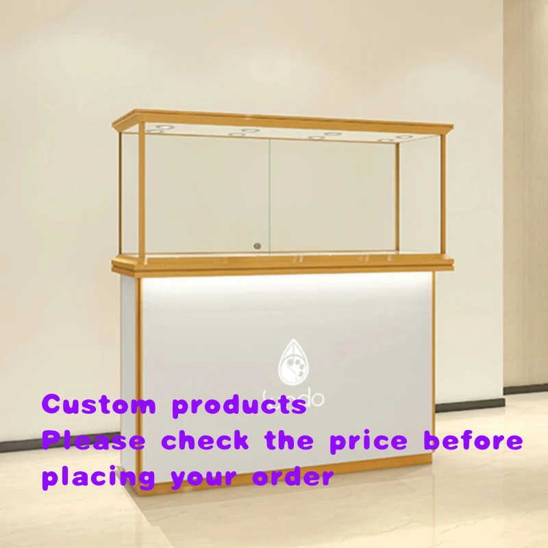 custom.China Factory SUNDO Tempered Glass & Metal LED Light Customizable Jewelry Display Cabinet Jewelry Retail St