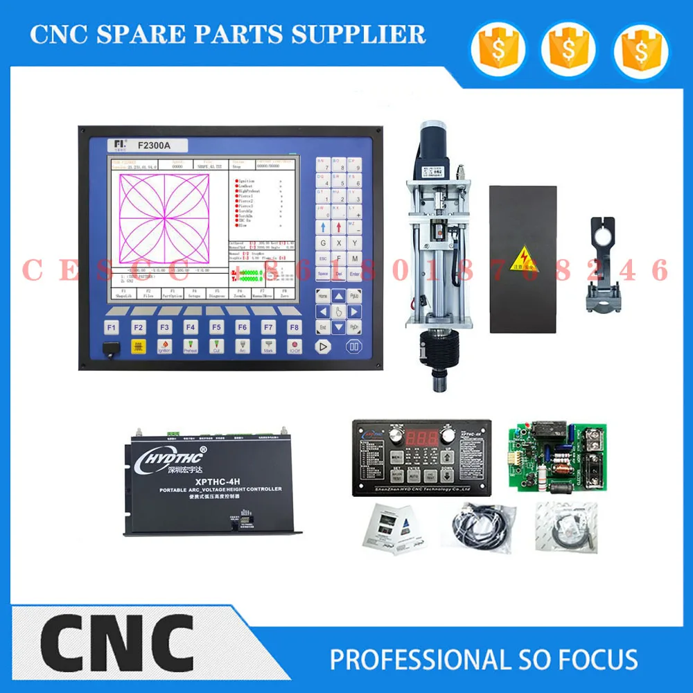 Cnc controller F2300A Kit lifter JYKB-130-DC24V 130mm stroke / XPTHC-4H arc voltage height controller for flame plasma cutting