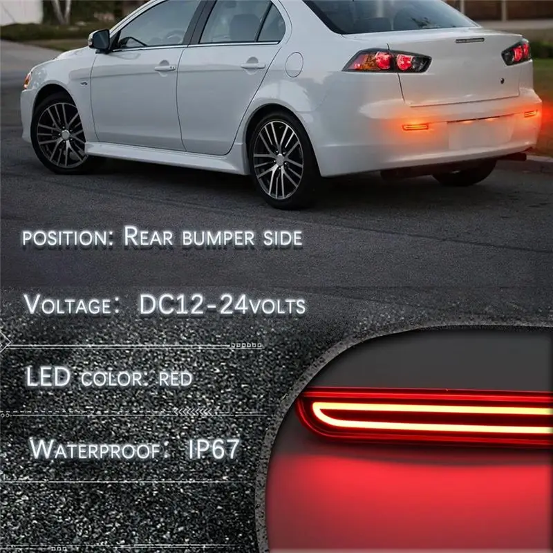 LED Rear Reflector Bumper Fog Light For Lancer 2008-2017 Evolution X 2008-2017 Outlander 2011-2012 Tail Light