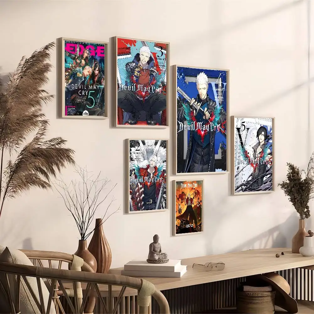 D-Devil May Cry-S الفيلم الكلاسيكي لزجة الملصقات يتوهم الجدار ملصق لغرفة المعيشة زخارف للحانات اللوحة الزخرفية خمر