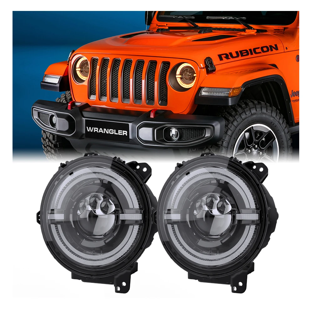 

9 Inch Headlight Auto Lighting System For Jeep Wrangler Jl Accessories Halo Lights 2018 Jl Led Headlights 9" Car Accessories