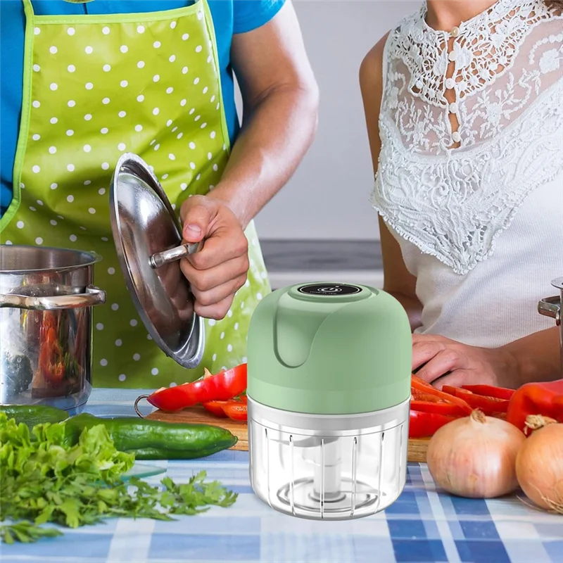 ABBZ-Electric Garlic Chopper, USB Rechargeable Mini Food Processor,250Ml Electric Garlic Chopper Portable Vegetable Mincer