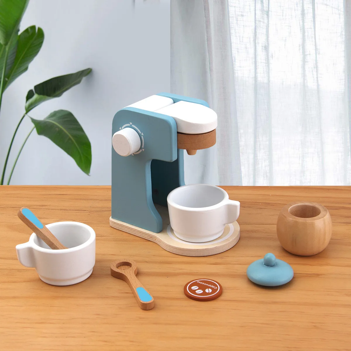 Wooden Kitchen Pretend Play Toy Simulation Wooden Coffee machine Toaster Machine Food Mixer Baby Early Learning Educational Toys