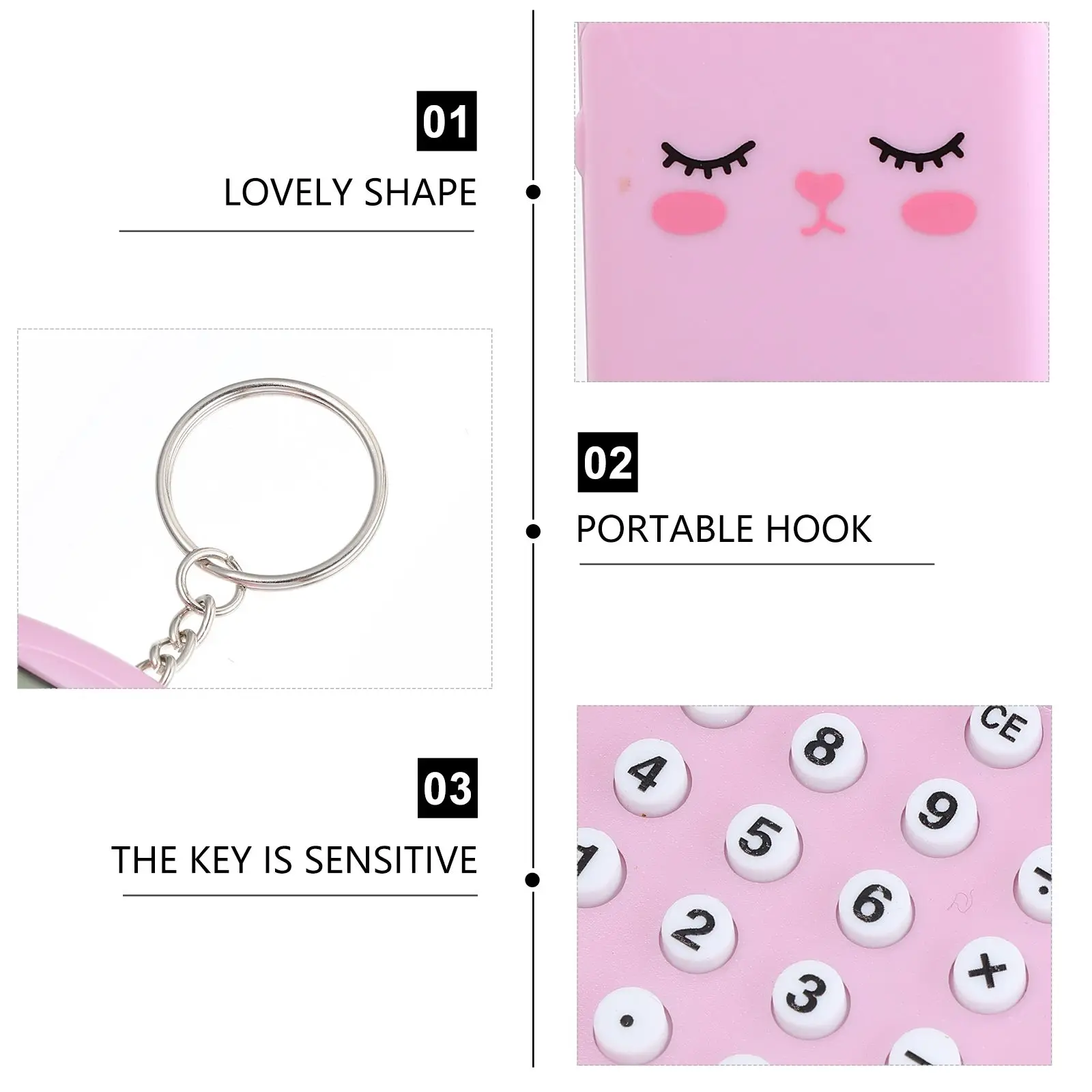 

2 Pcs Kid Calculator Mini Pocket Arithmetic Key Chain Pink Small Size for Kids Basic Girl