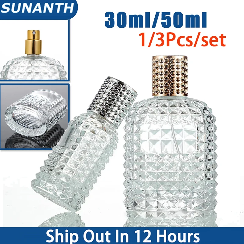 1/3 Uds 30/50ML botella de Perfume de vidrio transparente grueso nuevo estilo piña portátil recargable líquido atomizador vacío de lujo Unisex
