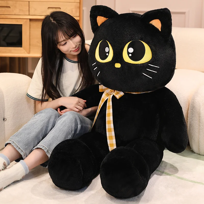 

Cute Black Cats Plush Toy Soft Stuffed Cat Pillow Sleeping Cat Design Lovely Birthday Gift Idea for Cat Lovers