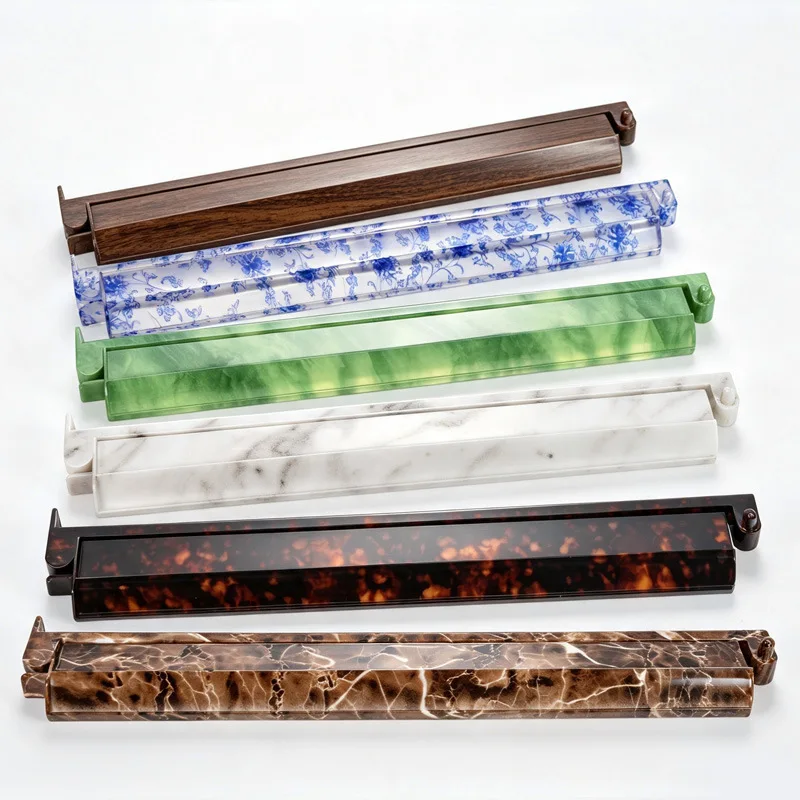 4PCS/Set Mahjong Tile Rack with Pusher Tortoiseshell Pattern Transparent ABS Mah Jongg Rack and Mahjong Game Rack Storage Bag