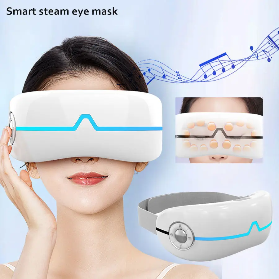 Electric Eye Face Massage Mask Equipment Music Smart Steam Electric Eye Face Massager with Heat Compression Eye Fatigue