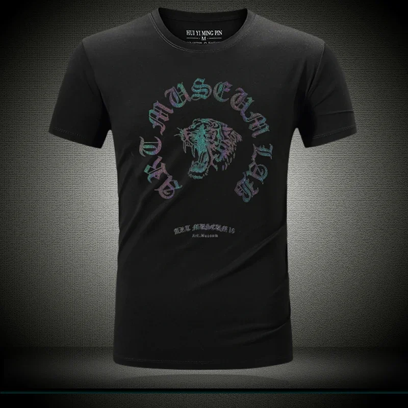 القطن المطبوعة قصيرة الأكمام تي شيرت رجالي المألوف الراقية الجولة الرقبة تنوعا عادية فضفاض كبير الحجم تي شيرتات رائع العصرية #5