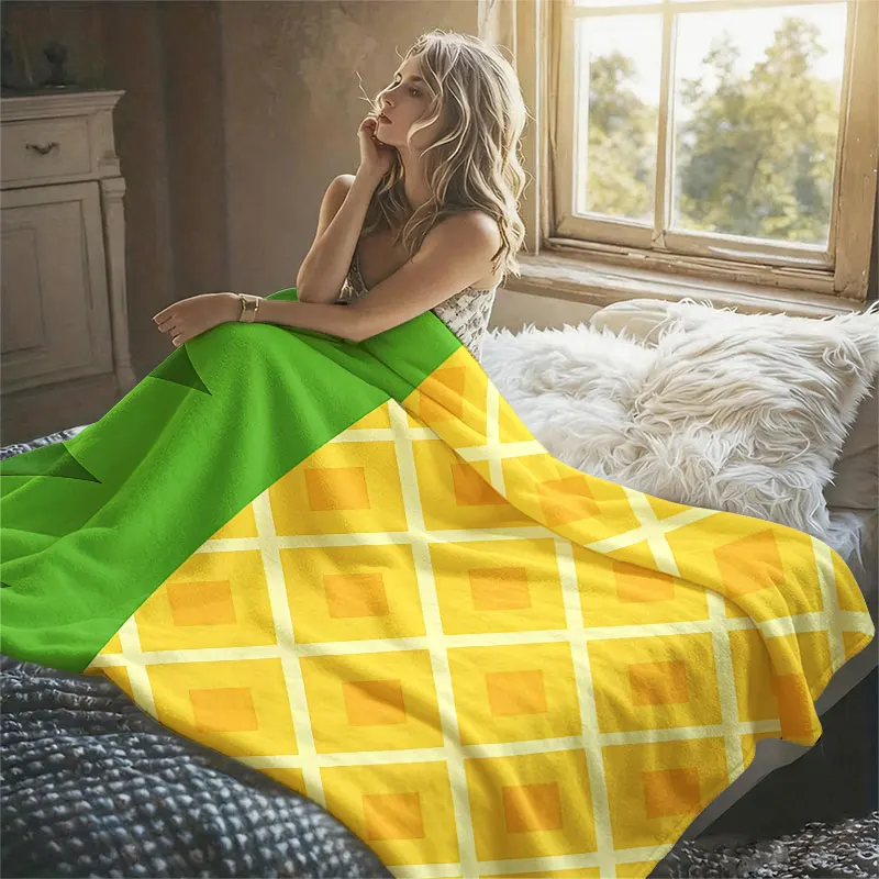 Pineapple Texture Flannel Blanket Warm Soft Halloween Christmas Decorative Couch Warm Cozy All-Season Gift