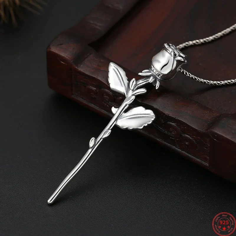 S925 Sterling Silver Charms Pendants for Women Men New Fashion Creative 3D Rose Simplicity Punk Jewelry Lover Gift Wholesale
